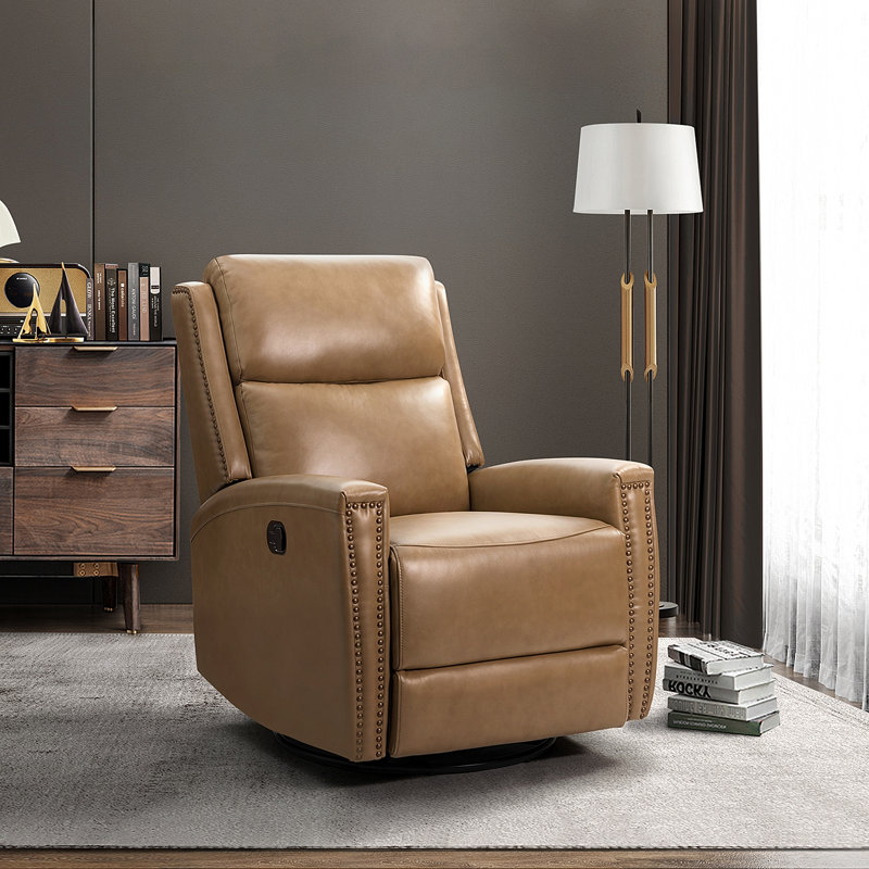 ARTFUL LIVING DESIGN Hilario 30.31'' Wide Genuine Leather Swivel Rocker Recliner & Reviews